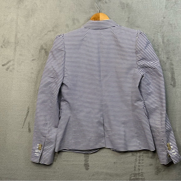 J. Crew Navy/White Striped Cotton one Button Preppy Blazer. Women’s Size 4. - Picture 2 of 6